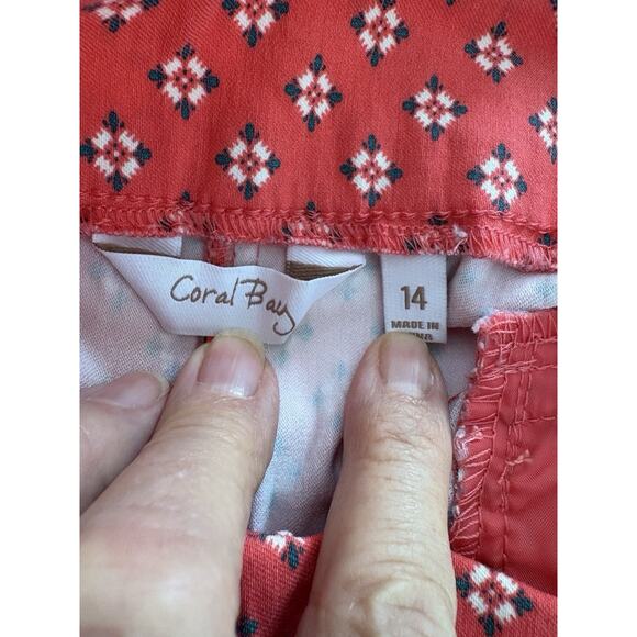 Coral Bay Women’s 14 Orange Print Hi Rise Spandex Capris - Picture 5 of 9